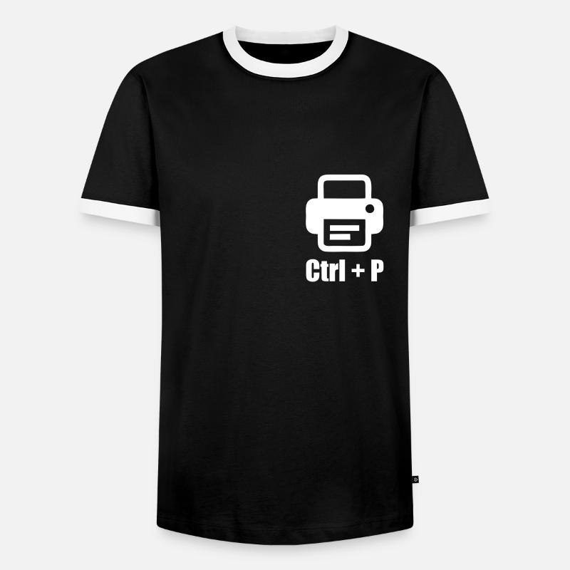 printer - Men's Ringer Shirt - black/white