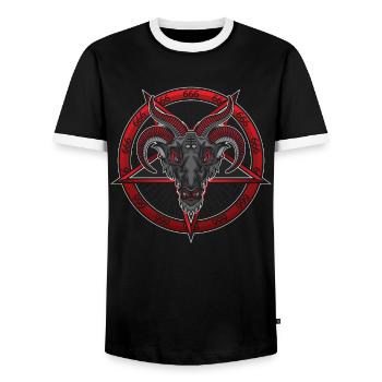 Baphomet Satan 666 Gothique Occulte Antichrist - T-shirt contrasté Homme - noir/blanc - Devant - AI Model Female 172 light (172cm) & AI Model Male 178 light (178cm)