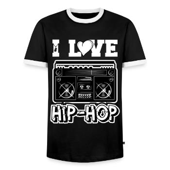 I love Hip Hop - Männer Kontrast-T-Shirt - Schwarz/Weiß - Vorne - AI Model Female 172 light (172cm) & AI Model Male 178 light (178cm)