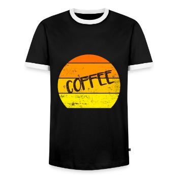 Vintage sunset coffee retro - Men's Ringer Shirt - black/white - Front - AI Model Female 172 light (172cm) & AI Model Male 178 light (178cm)