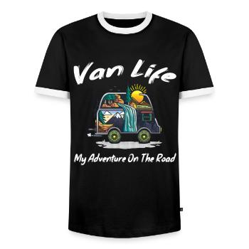 Van Life My Adventure On The Road Gift - Men's Ringer Shirt - black/white - Front - AI Model Female 172 light (172cm) & AI Model Male 178 light (178cm)