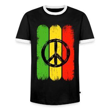 Jamaika Hippie Peace Zeichen Rastas Jamaica - Männer Kontrast-T-Shirt - Schwarz/Weiß - Vorne - AI Model Female 172 light (172cm) & AI Model Male 178 light (178cm)