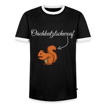 Oachkatzlschwoaf Bayrisch Dialekt Oachkatzl - Männer Kontrast-T-Shirt - Schwarz/Weiß - Vorne - AI Model Female 172 light (172cm) & AI Model Male 178 light (178cm)