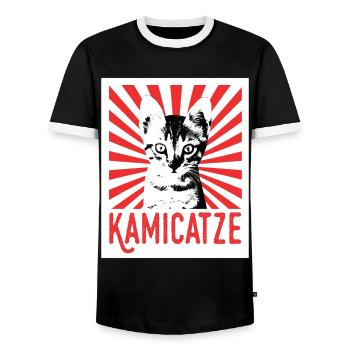 Kamicatze chat mignon chat chat grincheux chats chats - T-shirt contrasté Homme - noir/blanc - Devant - AI Model Female 172 light (172cm) & AI Model Male 178 light (178cm)