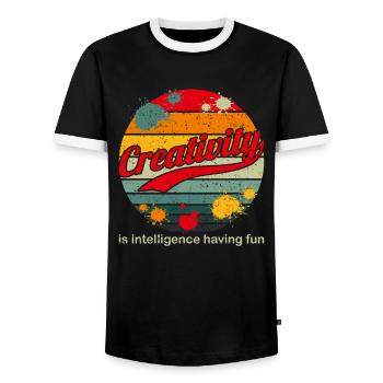 Creativity Is Intelligence Having Fun Art Painter - Men's Ringer Shirt - black/white - Front - AI Model Female 172 light (172cm) & AI Model Male 178 light (178cm)