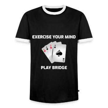 Card Games Casino Bridge Player Gamer Gift - Men's Ringer Shirt - black/white - Front - AI Model Female 172 light (172cm) & AI Model Male 178 light (178cm)