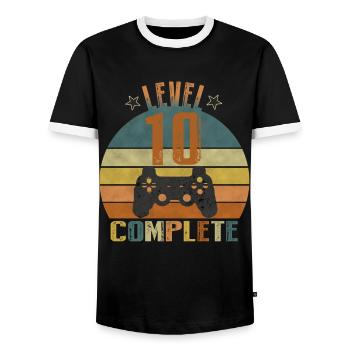 10 Geburtstag Gamer 10 Jahre Geschenk - Männer Kontrast-T-Shirt - Schwarz/Weiß - Vorne - AI Model Female 172 light (172cm) & AI Model Male 178 light (178cm)