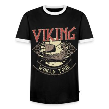 Viking World Tour Viking design pour un - T-shirt contrasté Homme - noir/blanc - Devant - AI Model Female 172 light (172cm) & AI Model Male 178 light (178cm)