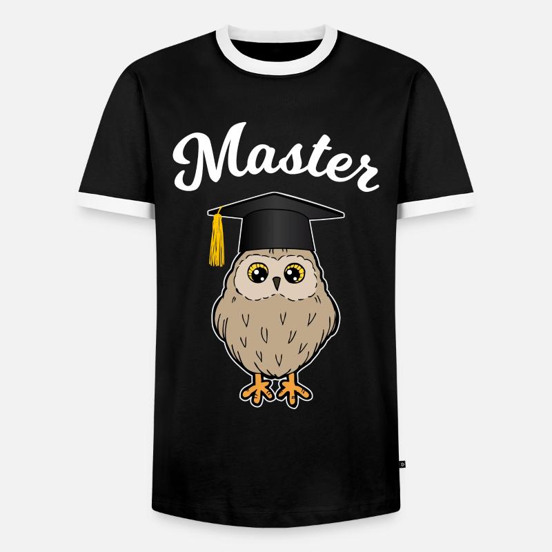 Master Eule Lustig Studium Abschluss Geschenk - Männer Kontrast-T-Shirt - Schwarz/Weiß