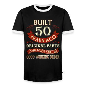 Drôle 50e anniversaire homme femme Fun Vintage 50 ans - T-shirt contrasté Homme - noir/blanc - Devant - AI Model Female 172 light (172cm) & AI Model Male 178 light (178cm)