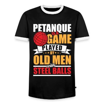 Petanque für einen Boule Spieler - T-shirt contrasté Homme - noir/blanc - Devant - AI Model Female 172 light (172cm) & AI Model Male 178 light (178cm)