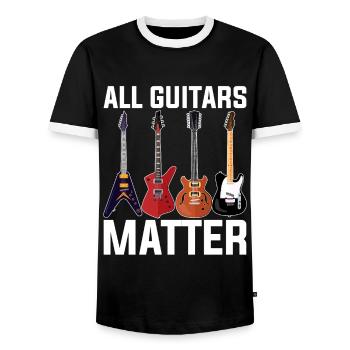 Gitarre - Männer Kontrast-T-Shirt - Schwarz/Weiß - Vorne - AI Model Female 172 light (172cm) & AI Model Male 178 light (178cm)