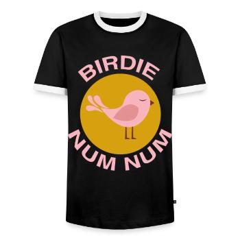 Birdie Num Num - Männer Kontrast-T-Shirt - Schwarz/Weiß - Vorne - AI Model Female 172 light (172cm) & AI Model Male 178 light (178cm)