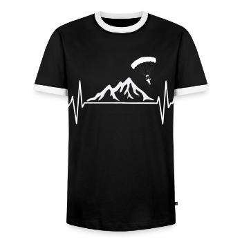 Paragliding Paraglider Berge EKG Geschenk - Männer Kontrast-T-Shirt - Schwarz/Weiß - Vorne - AI Model Female 172 light (172cm) & AI Model Male 178 light (178cm)