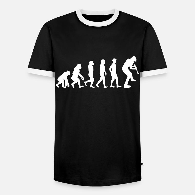 Klarinette Evolution - Männer Kontrast-T-Shirt - Schwarz/Weiß