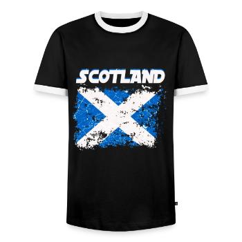 Drapeau de l'Écosse Armoiries écossaises écossais - T-shirt contrasté Homme - noir/blanc - Devant - AI Model Female 172 light (172cm) & AI Model Male 178 light (178cm)