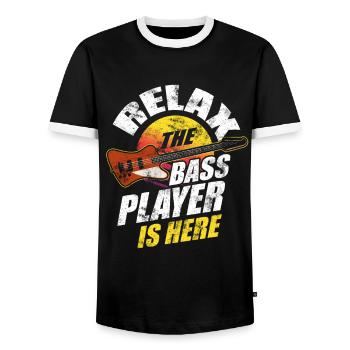 Bass guitar bassist player EADG bassist music - Men's Ringer Shirt - black/white - Front - AI Model Female 172 light (172cm) & AI Model Male 178 light (178cm)