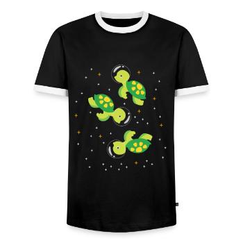 Espace extra-atmosphérique de l'astronaute tortue - T-shirt contrasté Homme - noir/blanc - Devant - AI Model Female 172 light (172cm) & AI Model Male 178 light (178cm)