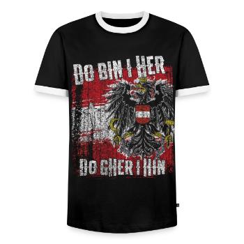 Patriotisches Statement für stolze Österreicher - Männer Kontrast-T-Shirt - Schwarz/Weiß - Vorne - AI Model Female 172 light (172cm) & AI Model Male 178 light (178cm)
