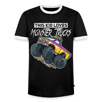 Monstertruck USA Monster Truck - Men's Ringer Shirt - black/white - Front - AI Model Female 172 light (172cm) & AI Model Male 178 light (178cm)