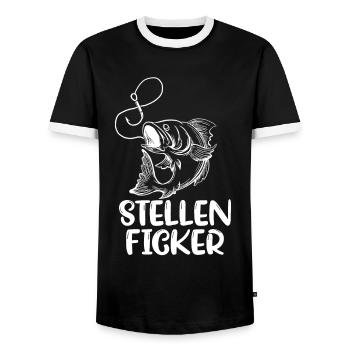 Angler Spruch Stellenficker Angeln Karpfen - Männer Kontrast-T-Shirt - Schwarz/Weiß - Vorne - AI Model Female 172 light (172cm) & AI Model Male 178 light (178cm)