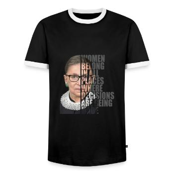 Ruth Bader Ginsburg RBG design pour un fan de RBG - T-shirt contrasté Homme - noir/blanc - Devant - AI Model Female 172 light (172cm) & AI Model Male 178 light (178cm)