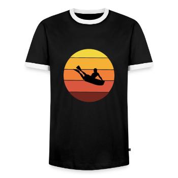 Cadeau de sport nautique Vintage Retro Sunset Bodyboarding - T-shirt contrasté Homme - noir/blanc - Devant - AI Model Female 172 light (172cm) & AI Model Male 178 light (178cm)