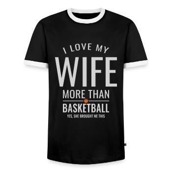 Cadeau d'anniversaire de mariage drôle de mari de basket- - T-shirt contrasté Homme - noir/blanc - Devant - AI Model Female 172 light (172cm) & AI Model Male 178 light (178cm)