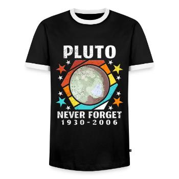 Pluton n'oublie jamais l'espace de la planète astronaute - T-shirt contrasté Homme - noir/blanc - Devant - AI Model Female 172 light (172cm) & AI Model Male 178 light (178cm)