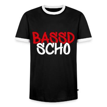 Bassd scho Franken fränkisch fränggisch Geschenk - Männer Kontrast-T-Shirt - Schwarz/Weiß - Vorne - AI Model Female 172 light (172cm) & AI Model Male 178 light (178cm)