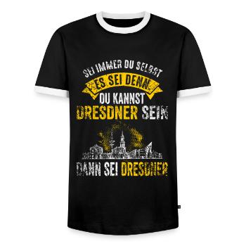 Dresden Skyline Dresdener Sachse Lustig - Männer Kontrast-T-Shirt - Schwarz/Weiß - Vorne - AI Model Female 172 light (172cm) & AI Model Male 178 light (178cm)