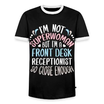 Receptionist Reception Job Pension Reception Hotel - Men's Ringer Shirt - black/white - Front - AI Model Female 172 light (172cm) & AI Model Male 178 light (178cm)