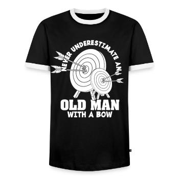 Bogenschießen Bogenschütze Pfeil & Bogen - Männer Kontrast-T-Shirt - Schwarz/Weiß - Vorne - AI Model Female 172 light (172cm) & AI Model Male 178 light (178cm)
