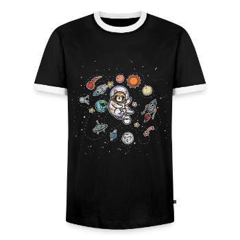 Enfants bandit raton laveur - T-shirt contrasté Homme - noir/blanc - Devant - AI Model Female 172 light (172cm) & AI Model Male 178 light (178cm)
