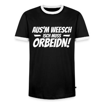 Aus dem Weg ich muss arbeiten sächsisch Sachsen - Männer Kontrast-T-Shirt - Schwarz/Weiß - Vorne - AI Model Female 172 light (172cm) & AI Model Male 178 light (178cm)