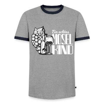 Moselle vin rengaine Moselane Cadeau - T-shirt contrasté Homme - gris/marine  - Devant - AI Model Female 172 light (172cm) & AI Model Male 178 light (178cm)