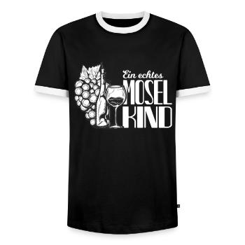 Mosel Wine Saying Moselaner Gift - Men's Ringer Shirt - black/white - Front - AI Model Female 172 light (172cm) & AI Model Male 178 light (178cm)