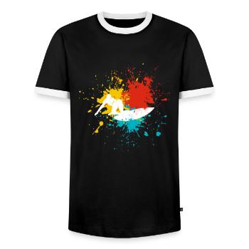 Surfer Surfen - Männer Kontrast-T-Shirt - Schwarz/Weiß - Vorne - AI Model Female 172 light (172cm) & AI Model Male 178 light (178cm)
