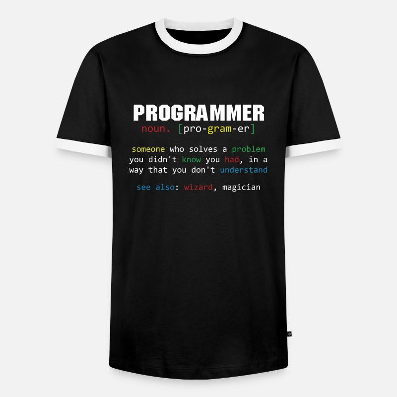 Programmer Definition Coder Programming Coding - Men's Ringer Shirt - black/white
