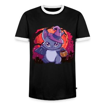 Chauve-souris vampire douce.Joli motif d'Halloween - T-shirt contrasté Homme - noir/blanc - Devant - AI Model Female 172 light (172cm) & AI Model Male 178 light (178cm)