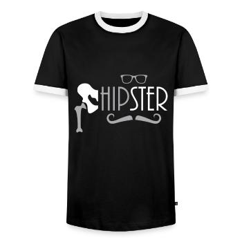 Funny hipster hip joint surgery patient - Men's Ringer Shirt - black/white - Front - AI Model Female 172 light (172cm) & AI Model Male 178 light (178cm)