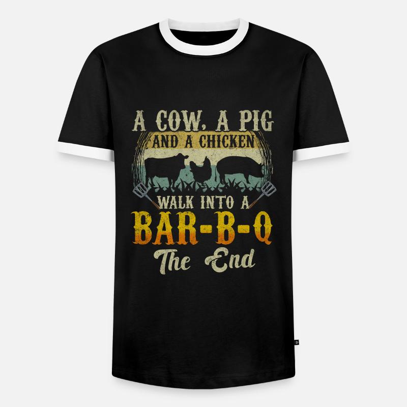 Grilling BBQ - Men's Ringer Shirt - black/white