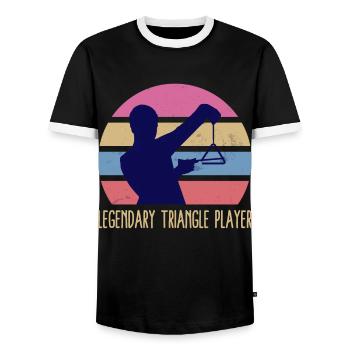 Triangle player hit music triangle player tone playe - Men's Ringer Shirt - black/white - Front - AI Model Female 172 light (172cm) & AI Model Male 178 light (178cm)