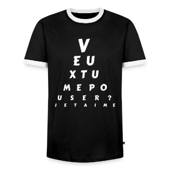Demande en mariage Demande en mariage médecin yeux - T-shirt contrasté Homme - noir/blanc - Devant - AI Model Female 172 light (172cm) & AI Model Male 178 light (178cm)