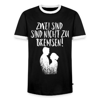 Zwei sind nicht zu Bremsen Hochzeit - Männer Kontrast-T-Shirt - Schwarz/Weiß - Vorne - AI Model Female 172 light (172cm) & AI Model Male 178 light (178cm)