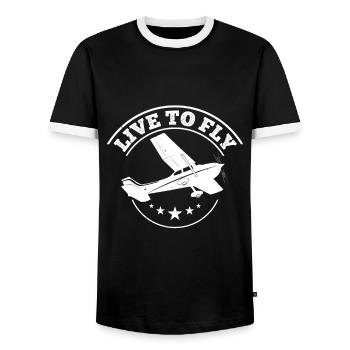 LEBEN, UM ZU FLIEGEN - ZinSpira - Männer Kontrast-T-Shirt - Schwarz/Weiß - Vorne - AI Model Female 172 light (172cm) & AI Model Male 178 light (178cm)