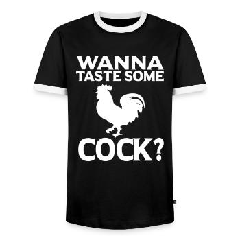 Lustiges Sprüche Cock Geschenk - Männer Kontrast-T-Shirt - Schwarz/Weiß - Vorne - AI Model Female 172 light (172cm) & AI Model Male 178 light (178cm)