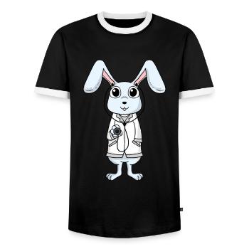 Lapin médecin médecin infirmière vétérinaire - T-shirt contrasté Homme - noir/blanc - Devant - AI Model Female 172 light (172cm) & AI Model Male 178 light (178cm)