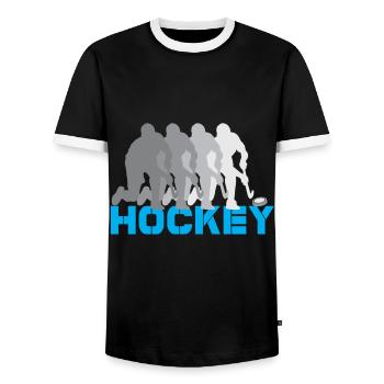 hockey hockey sur gazon hockey bâton sport hockey sur glace - T-shirt contrasté Homme - noir/blanc - Devant - AI Model Female 172 light (172cm) & AI Model Male 178 light (178cm)