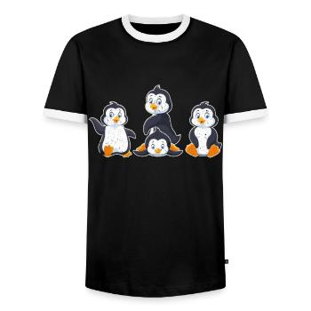 Pingouin Antarctique - T-shirt contrasté Homme - noir/blanc - Devant - AI Model Female 172 light (172cm) & AI Model Male 178 light (178cm)